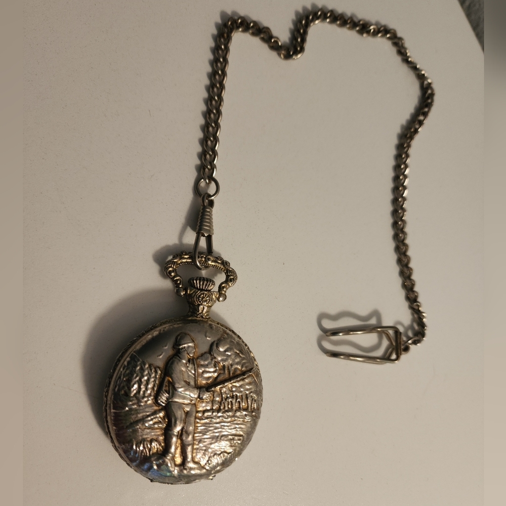 XANADU QUARTZ POCKET WATCH WITH CHAIN JAPAN MOVT. MADE IN HONG KONG.